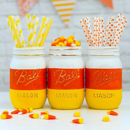 Candy Corn Mason Jars - Mason Jar Crafts