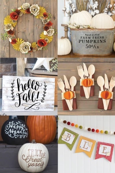 Nine Cricut Fall projects pictured