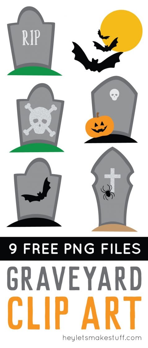 Rest in peace! Download these haunted graveyard clip art files! Nine PNG designs for all of your spooky Halloween projects.