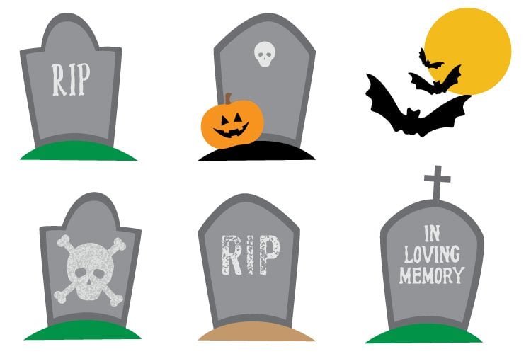 Rest in peace! Download these haunted graveyard clip art files! Nine PNG designs for all of your spooky Halloween projects.