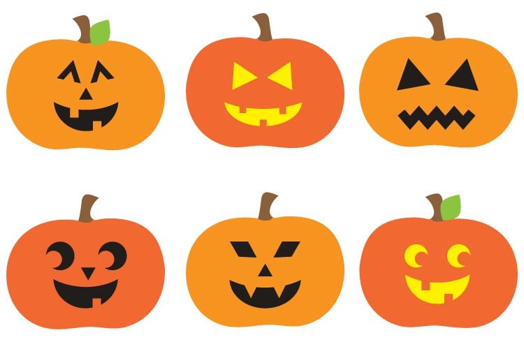 Trick or treat! Download these adorably spooky Jack O Lantern cut files and PNG clip art! Nine designs for all of your Halloween projects.