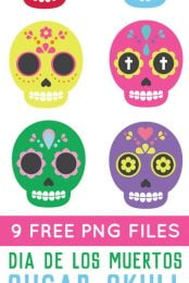 Celebrate Dia De Los Muertos with these these brightly colored sugar skull clip art files! Nine PNG designs for all of your Day of the Dead projects.