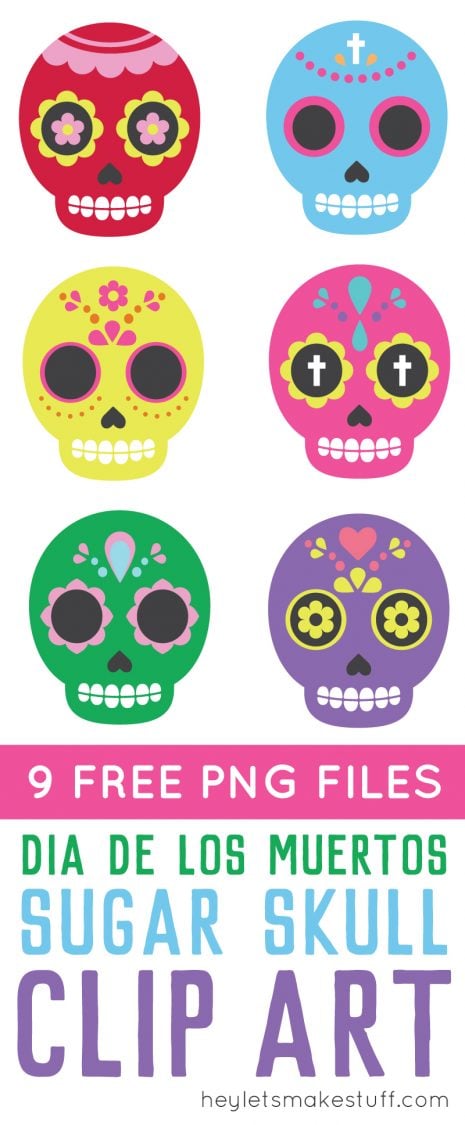 Celebrate Dia De Los Muertos with these these brightly colored sugar skull clip art files! Nine PNG designs for all of your Day of the Dead projects.