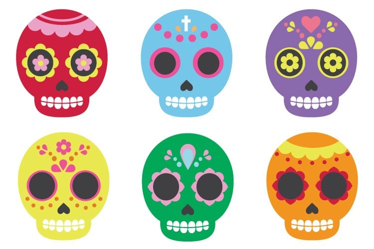 Celebrate Dia De Los Muertos with these these brightly colored sugar skull clip art files! Nine PNG designs for all of your Day of the Dead projects.