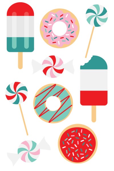 Clip art images of Christmas sweets