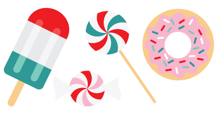 Close up of clip art images of Christmas sweets