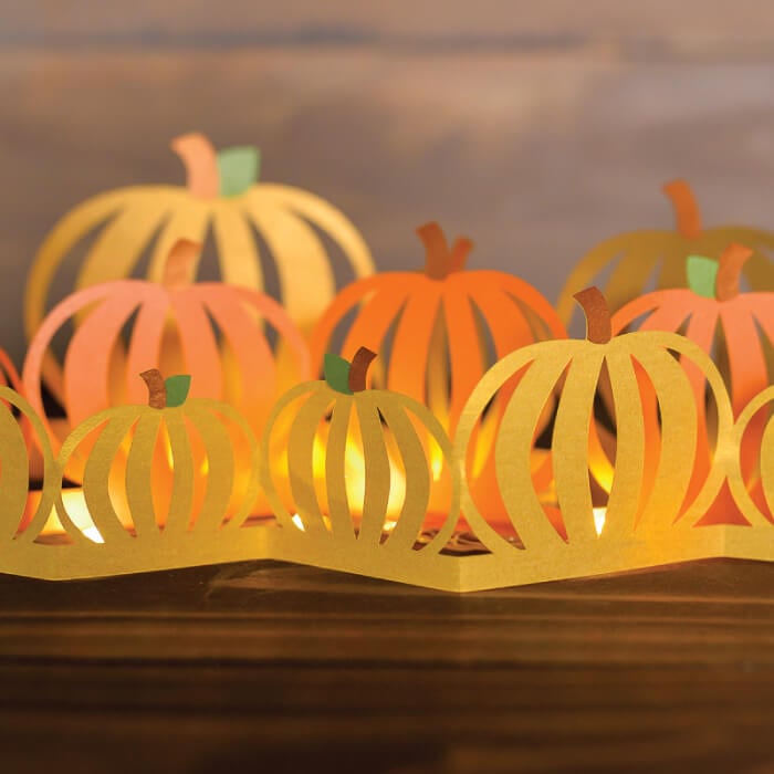 Download the free SVG cut files for this gorgeous pumpkin luminaria! Cut the three layers on your electronic cutting machine and add twinkle lights, powered by RAYOVAC® batteries. #PoweredByRayovac #SureThing AD