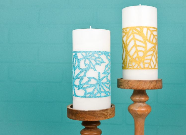 Cut these delicate fall leaf candle wraps on your Cricut or other cutting machine, and use them for fall or Thanksgiving table decor, on your mantel, or anywhere else you have yummy fall candles in your home!