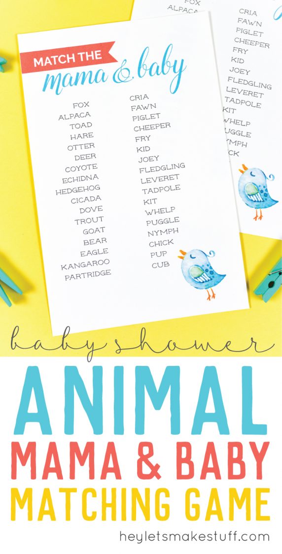 Match the mama to her baby in this free printable baby shower game! This animal mother and baby matching game is both challenging and fun!