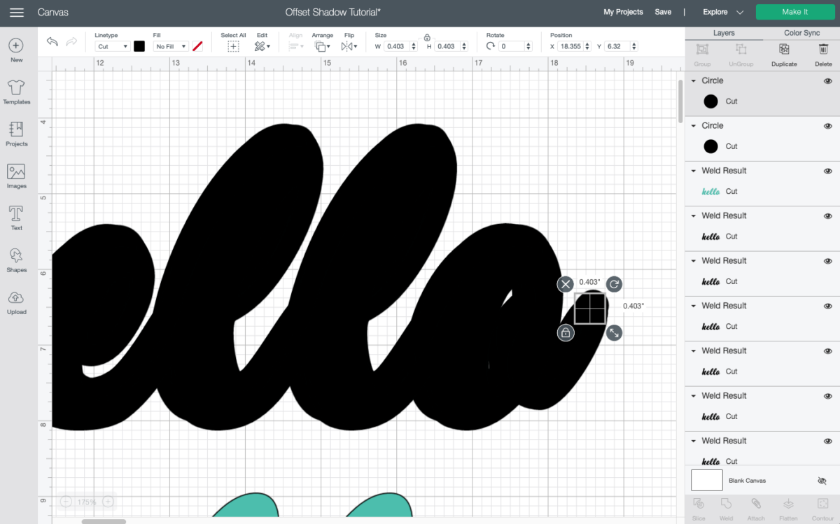 Cricut Design Space: use shapes to help smooth out the outline