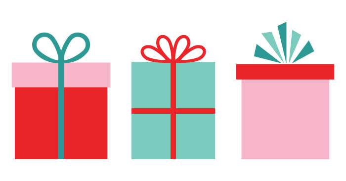 Close up of images of Christmas gifts clip art
