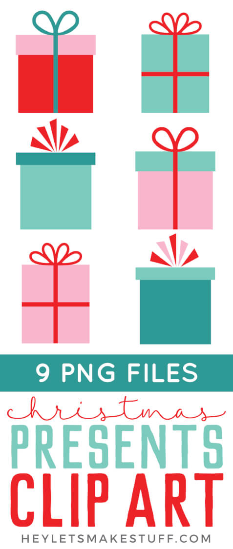 Iimages of Christmas gifts clip art and advertising for 9 png files of Christmas presents clip art by HEYLETSMAKESTUFF.COM