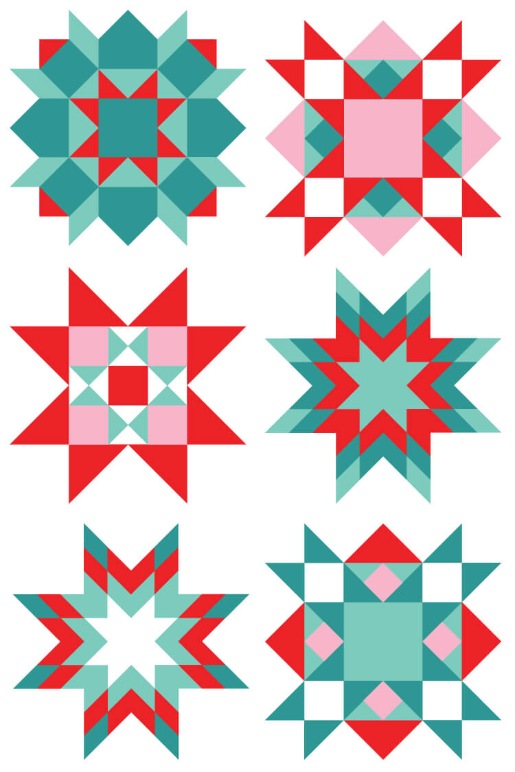 Christmas Quilt Block Clip Art FEATURE 750 x 1125