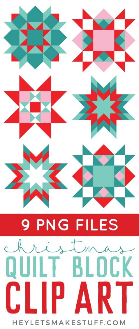 Images of Christmas quilt block clip art and advertising for 9 png files for Christmas quilt block clip art from HEYLETSMAKESTUFF.COM