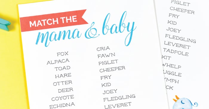Free Printable Baby Shower Game Match The Mama To Her Baby