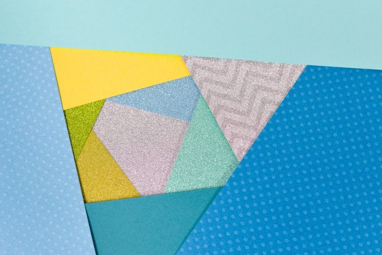 Colorful paper cut into geometric shapes