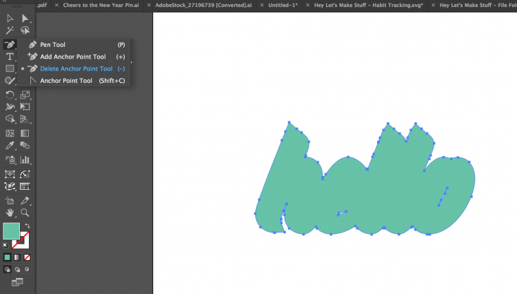 Image of a \"Hello\" design in Adobe Illustrator using the Offset Path tool