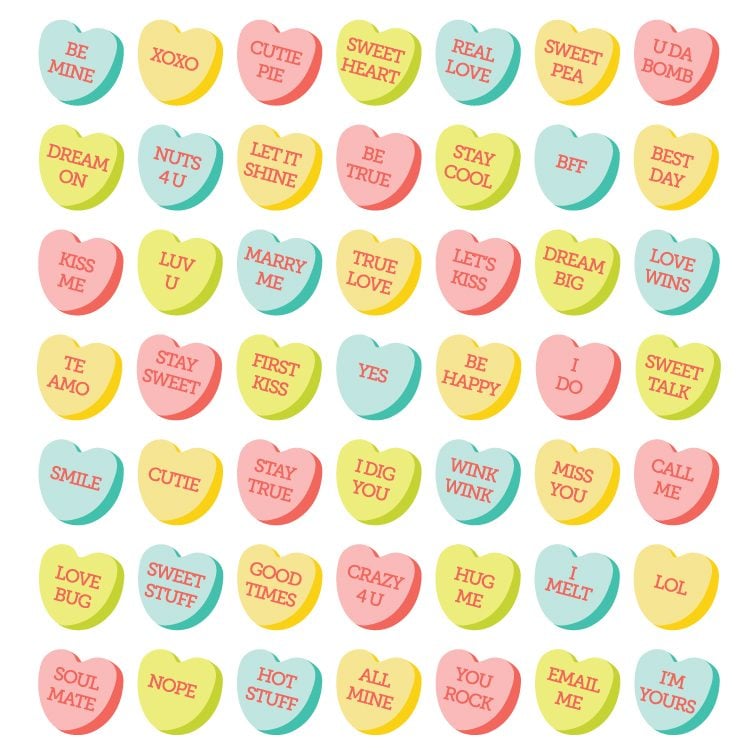 Valentines Day Candy Hearts Svg - Funny Conversation Hearts