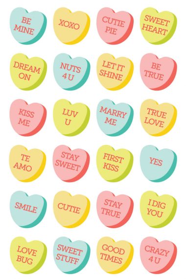 Images of Valentine conversation hearts