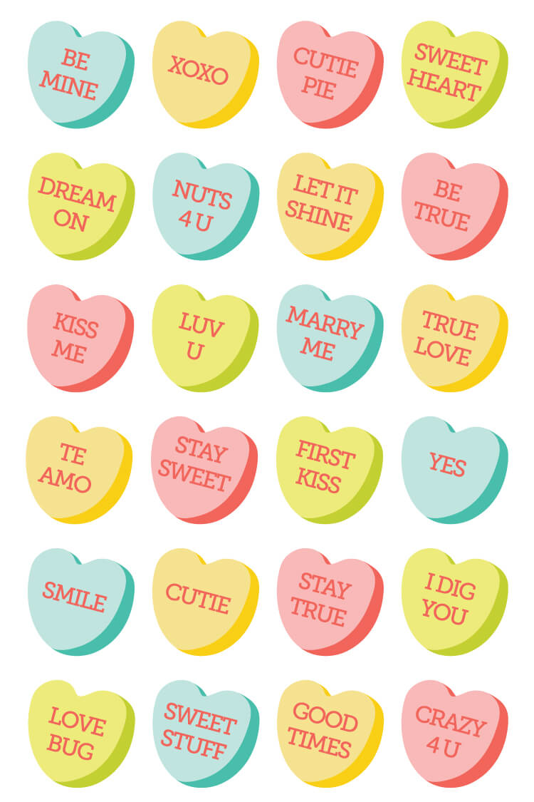 Printable Cut Out Conversation Hearts Printable Word Searches