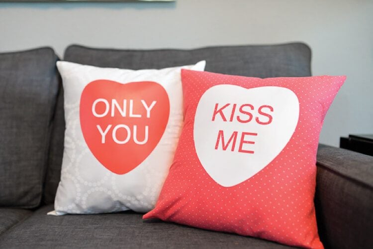 Conversation hearts pillows