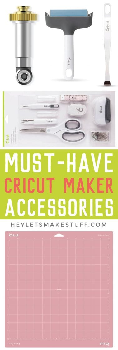 images of Cricut tools and advertising from HEYLETSMAKESTUFF.COM for Must-Have Cricut Maker Accessories