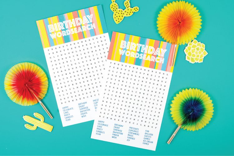 birthday word search free printable download great for parties