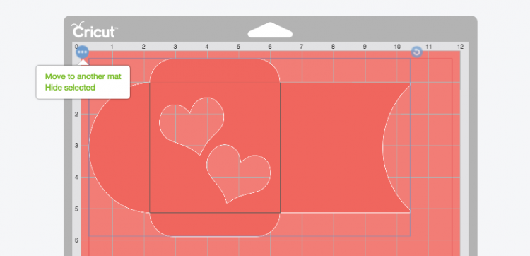 Screen in Cricut Design Space showing how to move cut file image to another mat
