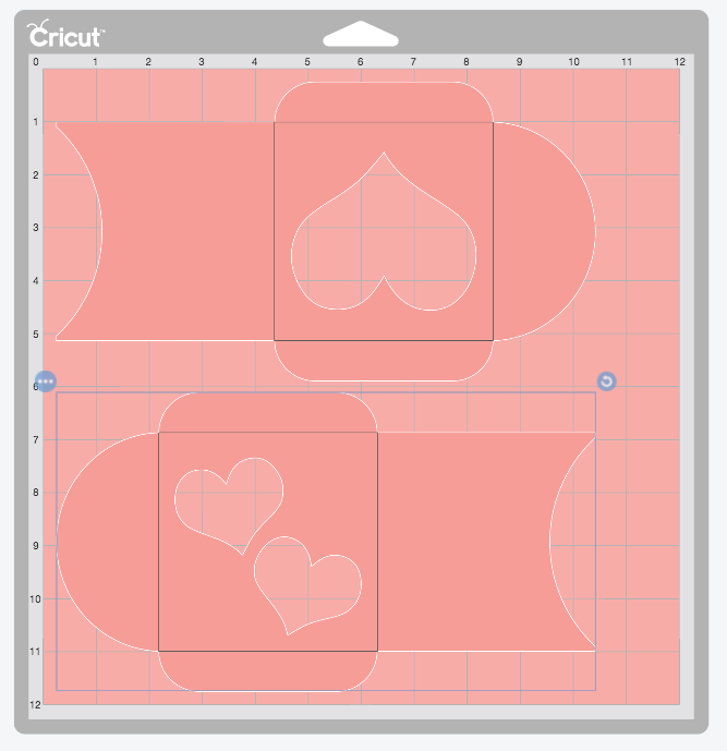 Screen in Cricut Design Space showing the layout of the design on a mat