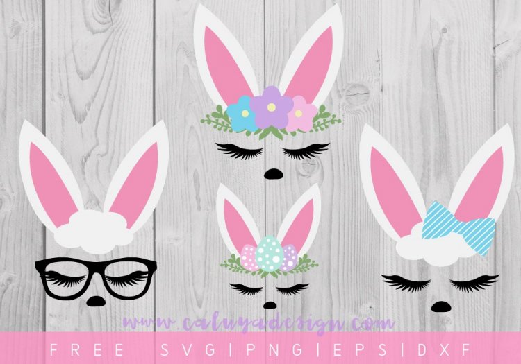 Cut files of bunny faces with advertising for free files from www,caluyadesign.com