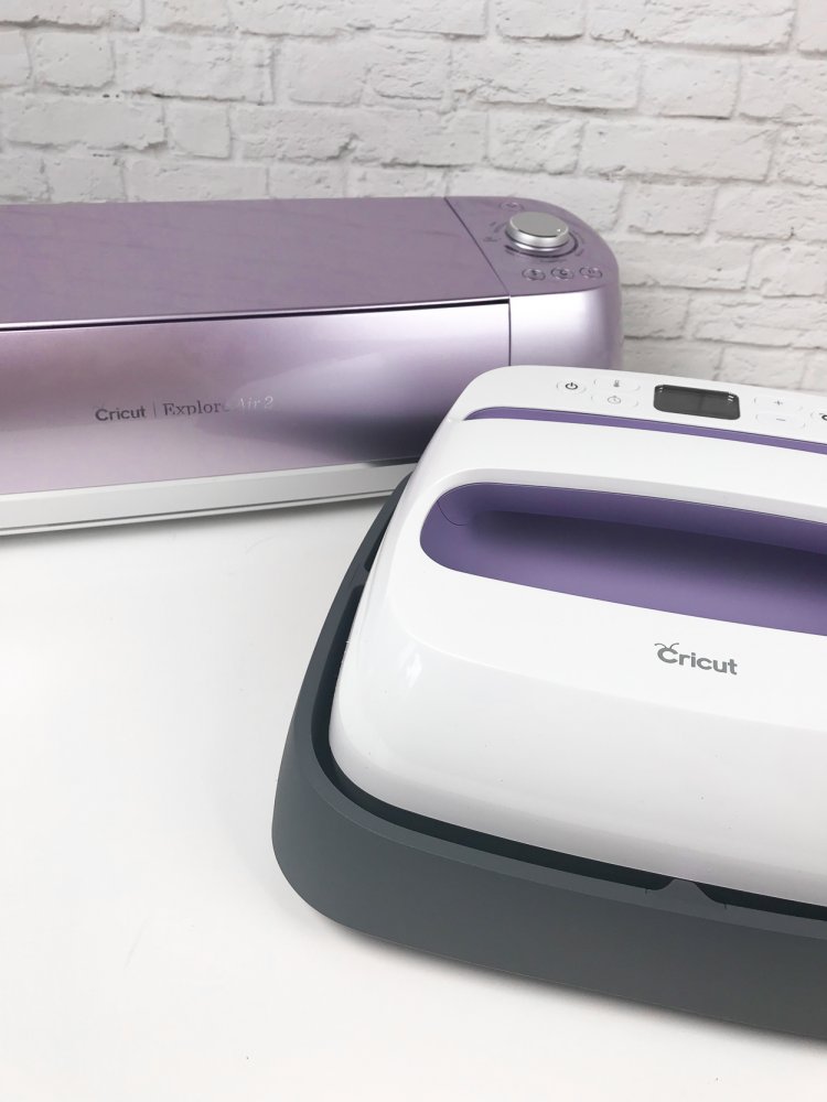 A Cricut Explore Air 2 machine and a Cricut EasyPress