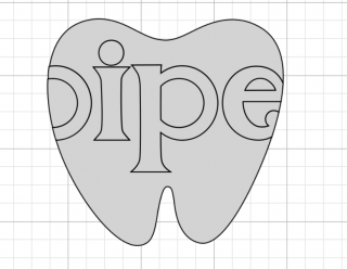 Close up of an image of a tooth file in Cricut Design Space and text with the name 'Piper"