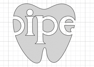 Close up of an image of a tooth file in Cricut Design Space and text with the name 'Piper"