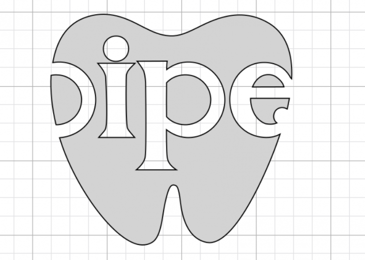 Close up of an image of a tooth file in Cricut Design Space and text with the name \'Piper\"