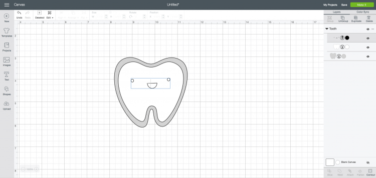 Image of a tooth file in Cricut Design Space