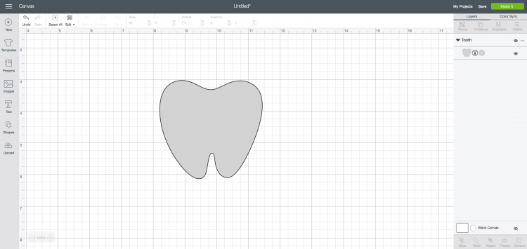 Image of a tooth file in Cricut Design Space
