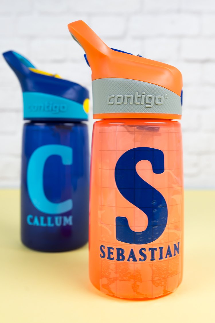 Transfer text to water bottle using transfer tape