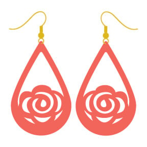 Mockup of rose flower earrings made with the Cricut Explore