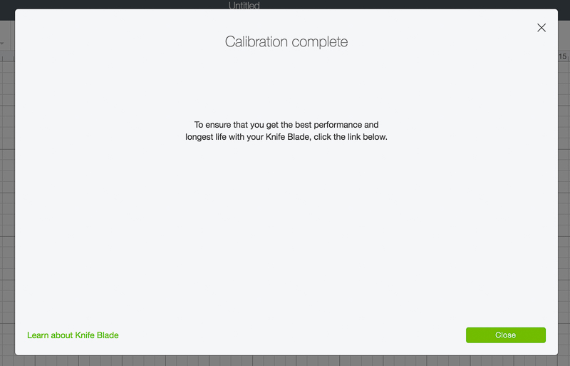 Calibration complete screenshot