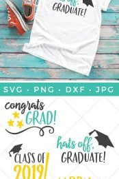 This celebratory graduation SVG bundle has four files so you can make all sorts of graduation gifts and cards to show your favorite graduate how proud you really are!