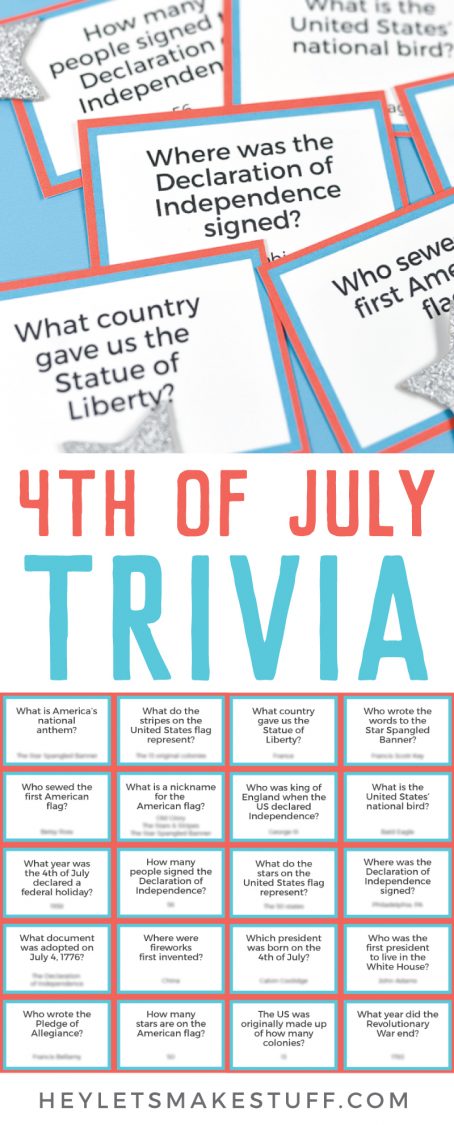 Free Printable USA Independence Day Trivia Quiz