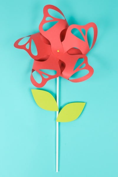 A pinwheel cut out of paper