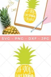 Everyone loves a good pineapple SVG! This piña colada pineapple cut file is perfect for summer and tropical projects!