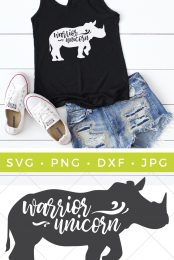 Be fierce and fancy with this Warrior Unicorn SVG file. Use your Cricut or other cutting machine to create a fun t-shirt, onesie, or totebag.