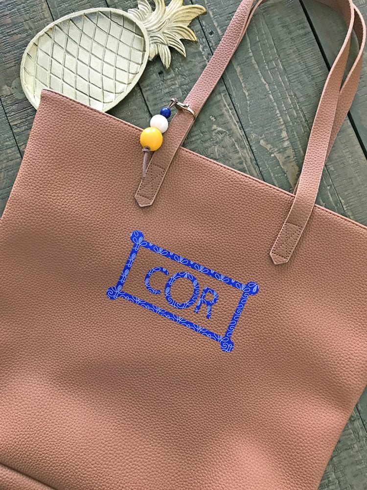 Monogrammed Leather Tote Bag from pineapplepaperco.com