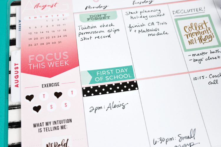 A weekly planner with stickers