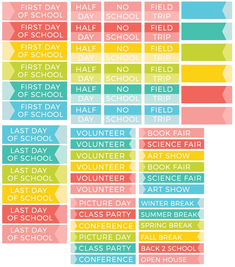 School Planner Stickers