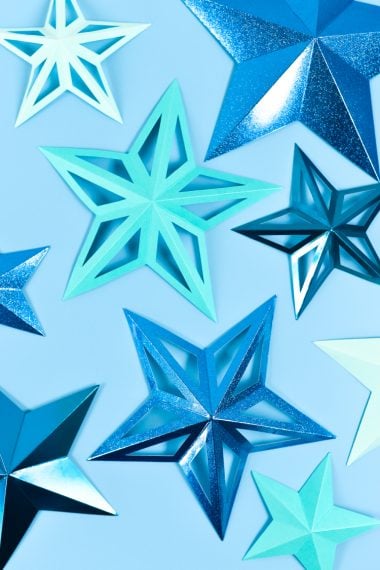 Images of blue 3D paper stars
