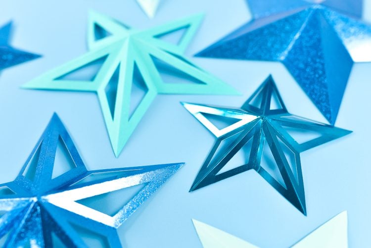 Images of blue 3D paper stars