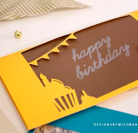 Yellow and brown birthday envelope